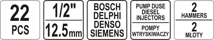 Набір ударних знімачів форсунок YATO BOSCH DELPHI DENSO SIEMENS 22 шт YT-06175 - зображення 3