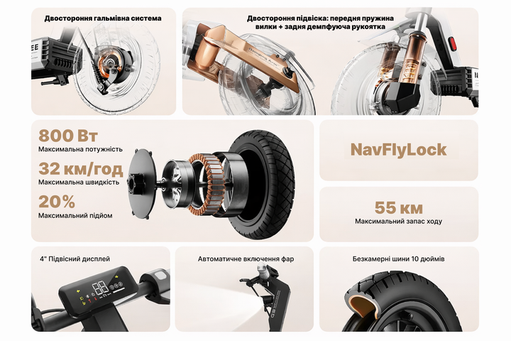 Электросамокат NAVEE G5 Pro 800 Вт запас хода 55 км городской (G5 PRO) - изображение 6