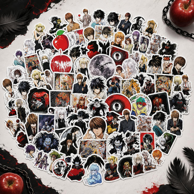 Стікери Зошит смерті 100 шт, Аніме Death Note - Фото 3 Стікери Зошит смерті 100 шт, Аніме Death Note - зображення 3
