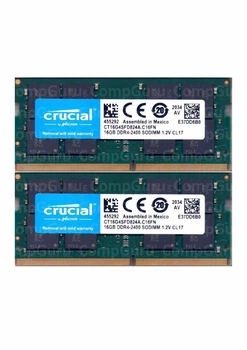 Комплект оперативной памяти для ноутбука Crucial 32GB (2x16GB) DDR4 2400MHz SO-DIMM (CT16G4SFD824A.C16FN) - Фото 1 Комплект оперативной памяти для ноутбука Crucial 32GB (2x16GB) DDR4 2400MHz SO-DIMM (CT16G4SFD824A.C16FN) - изображение 1