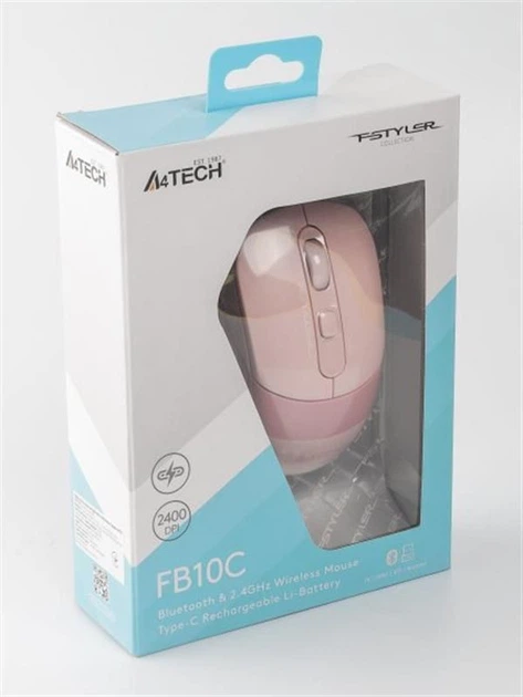 Миша бездротова A4Tech Fstyler FB10C Pink USB (FB10C (Pink)) - Фото 2 Миша бездротова A4Tech Fstyler FB10C Pink USB (FB10C (Pink)) - зображення 2