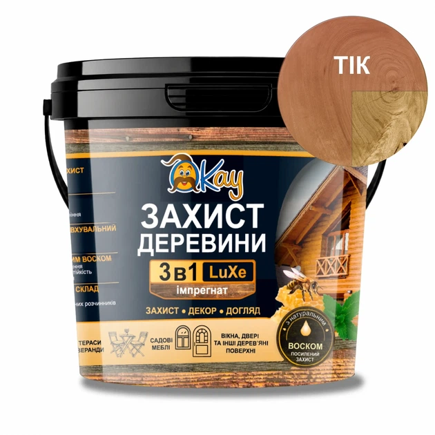 Просочення для деревини OKAY LuXe Імпрегнат 3 в 1 3 л Тік - зображення 5