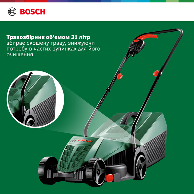 Газонокосарка Bosch EasyRotak 32-205 1200 Вт 32 см 31 л 25-65 мм 11.1 кг (06008A6300) - Фото 3 Газонокосарка Bosch EasyRotak 32-205 1200 Вт 32 см 31 л 25-65 мм 11.1 кг (06008A6300) - зображення 3