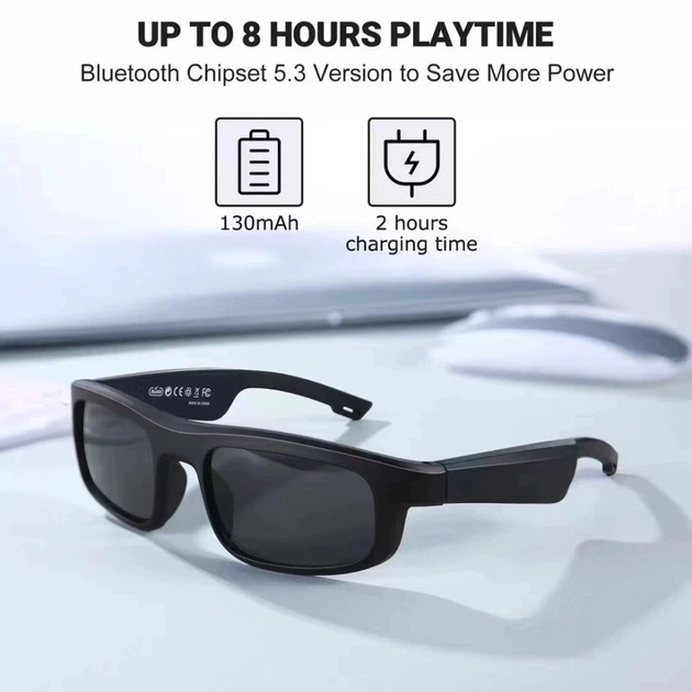 Умные очки Smart Glasses GM80, Bluetooth, поляризованные линзы с защитой от ультрафиолета - изображение 6