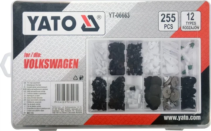 Набір кліпс обшивки салону YATO для VOLKSWAGEN 12 типорозмірів 255 шт YT-06663 - Фото 3 Набір кліпс обшивки салону YATO для VOLKSWAGEN 12 типорозмірів 255 шт YT-06663 - зображення 3