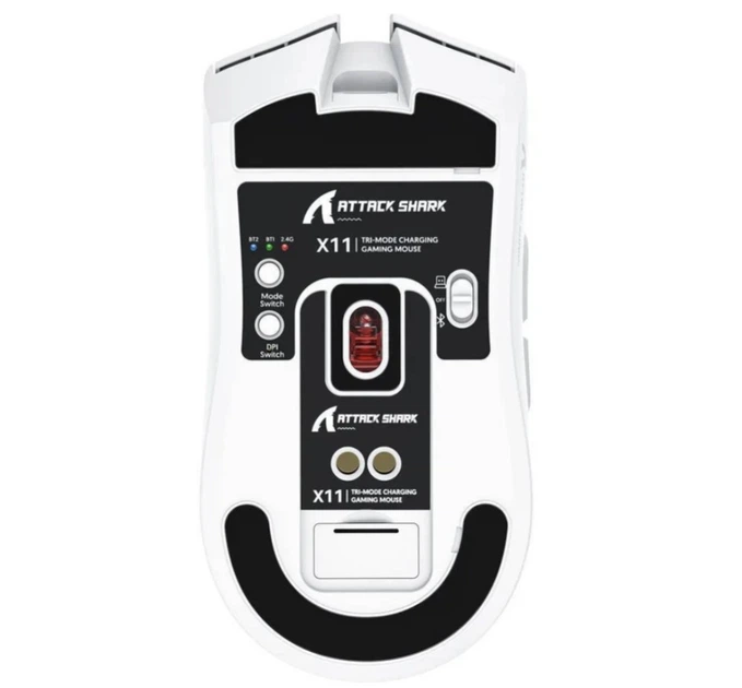 Мышь Attack Shark X11 игровая беспроводная White Белая | (Bluetooth/2.4G/Type-С) С Грипсами - Фото 5 Мышь Attack Shark X11 игровая беспроводная White Белая | (Bluetooth/2.4G/Type-С) С Грипсами - изображение 5