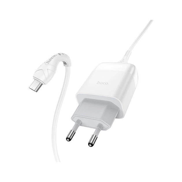 Зарядное устройство HOCO C72Q Glorious USB QC3.0 + cable USB to Micro 5P 18W White (6931474732538) - Фото 3 Зарядное устройство HOCO C72Q Glorious USB QC3.0 + cable USB to Micro 5P 18W White (6931474732538) - изображение 3