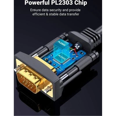 Кабель для передачі даних USB to COM M 2.0m DB9 RS-232 CR104 black Ugreen (20222) - зображення 6