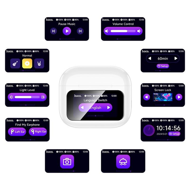 Навушники HOCO Elegant true wireless touch screen BT headset EW81 |BT5.4, 30/300mAh, 4h| (white) 000011425 - изображение 7