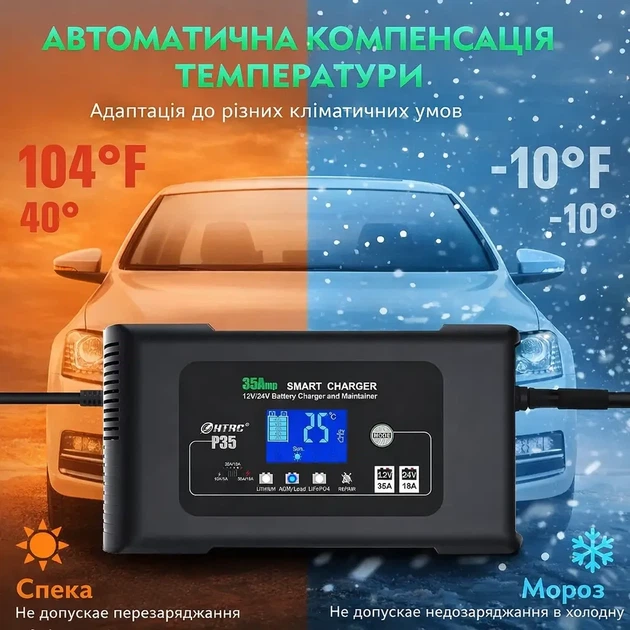 Универсальное зарядное устройство HTRC P35 12V/24V для АКБ LiFePO4 AGM GEL (3512) - изображение 5