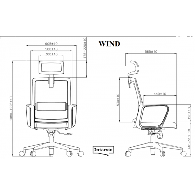Офісне комп'ютерне крісло WIND INTARSIO алюміній/тканина Білий каркас/сірий+чорний - зображення 3