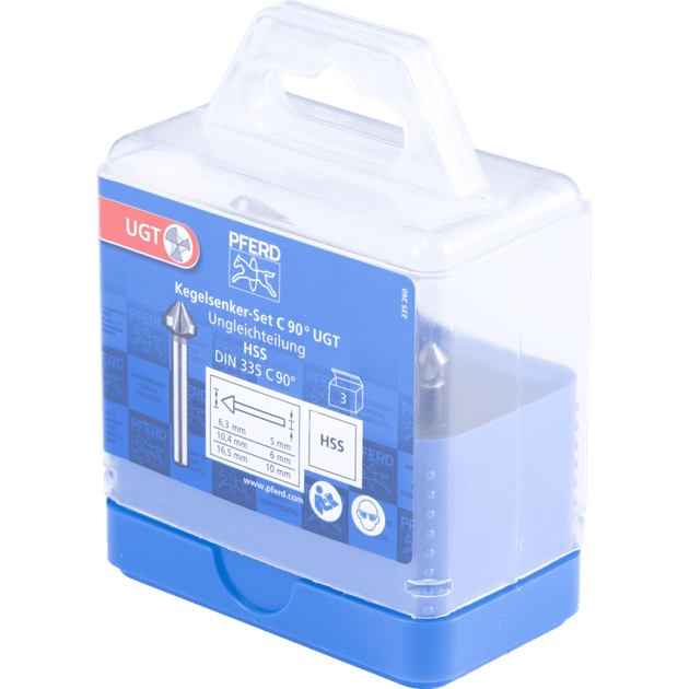 Набор зенковок HSS UGT PFERD TOOLS DIN 335 C, 90°, 3 шт - изображение 3