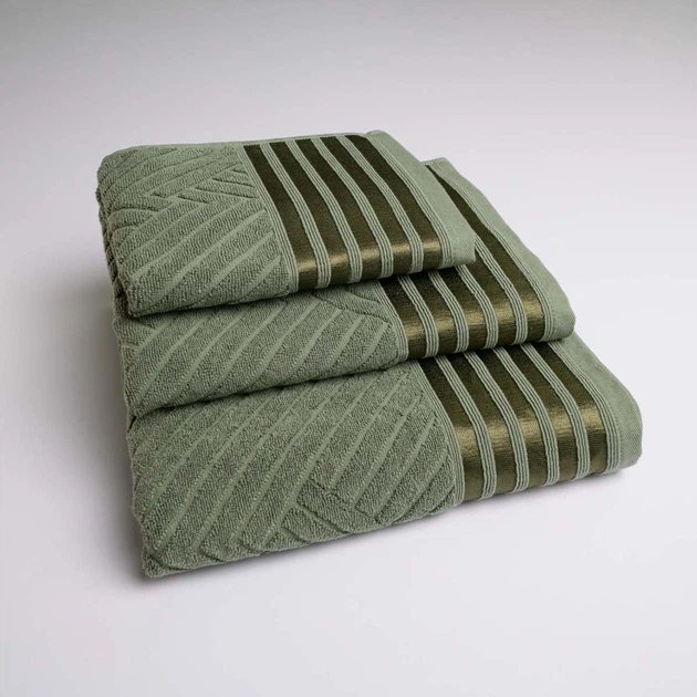 Набір махрових рушників SOFT 3шт GM Textile 40х70см, 50х90см, 70х140см 500г/м2 (Хакі) - Фото 1 Набір махрових рушників SOFT 3шт GM Textile 40х70см, 50х90см, 70х140см 500г/м2 (Хакі) - зображення 1