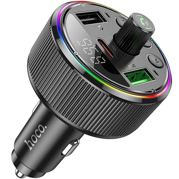 FM трансмиттер Bluetooth 30Вт 2xUSB Type-C для автомобиля черный Hoco TRM-516 - изображение 3