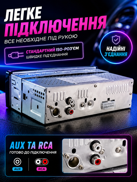Автомагнитола 1 DIN автомобильная магнитола ресивер MP3 Bluetooth USB AUX FM радио в машину для авто 4х60 Вт с пультом - изображение 5