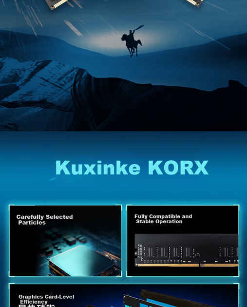 Оперативная память KORX Blade C18 Dark DDR4-3200 16384MB PC4-25600 Kit of 2x8192 Night Black - изображение 3