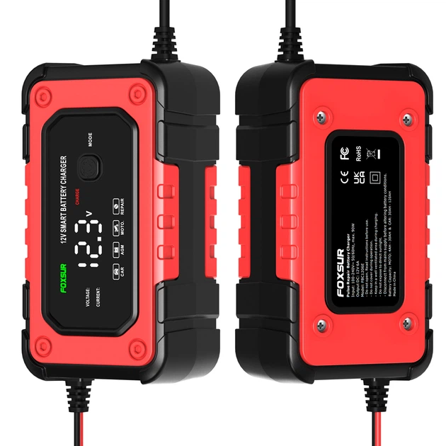 Зарядное устройство Foxsur FBC1207E 7A 140Ah 12v Red - Фото 5 Зарядное устройство Foxsur FBC1207E 7A 140Ah 12v Red - изображение 5