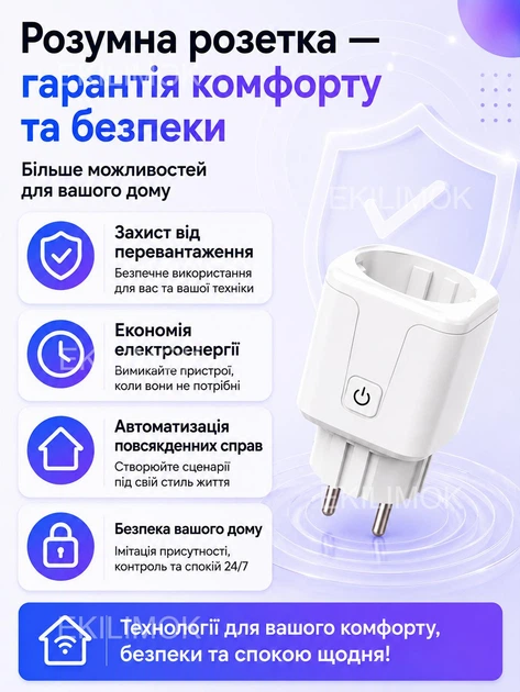 Умная смарт Wi-Fi розетка 16A Smart Socket с Wi-Fi и Bluetooth таймером, счетчиком электроэнергии, дистанционным управлением через телефон, Tuya Smart Life - изображение 10