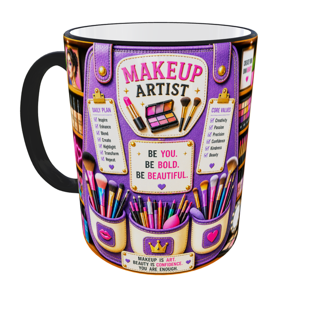 Кружка (чашка) с принтом Makeup Artist Organizer – Professional Organizer Collection | Подарок визажисту, мастеру макияжа | Керамическая 330 мл(черная ручка) - изображение 3