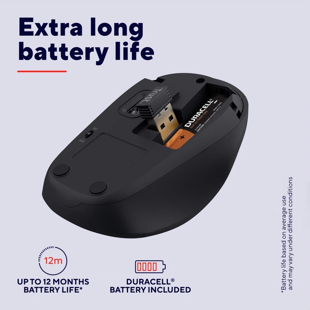 Мышь Trust YVI+ ECO Wireless Black (TR24549) - Фото 9 Мышь Trust YVI+ ECO Wireless Black (TR24549) - изображение 9