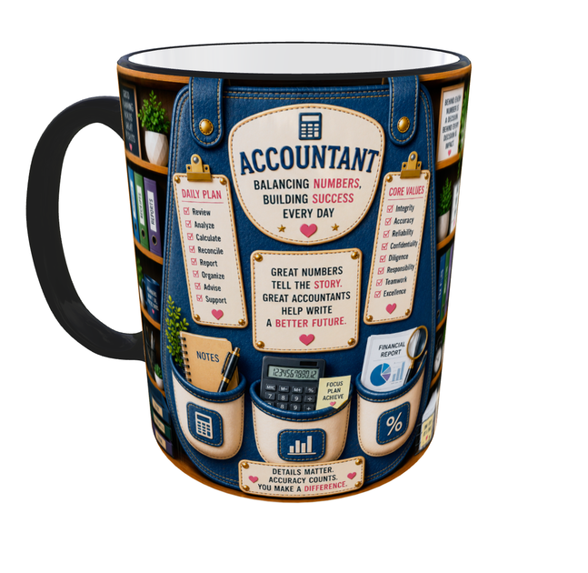 Кружка (чашка) з принтом Accountant Organizer – Professional Organizer Collection | Подарунок бухгалтеру, фінансисту | Керамічна 330 мл(чорна ручка) - зображення 3