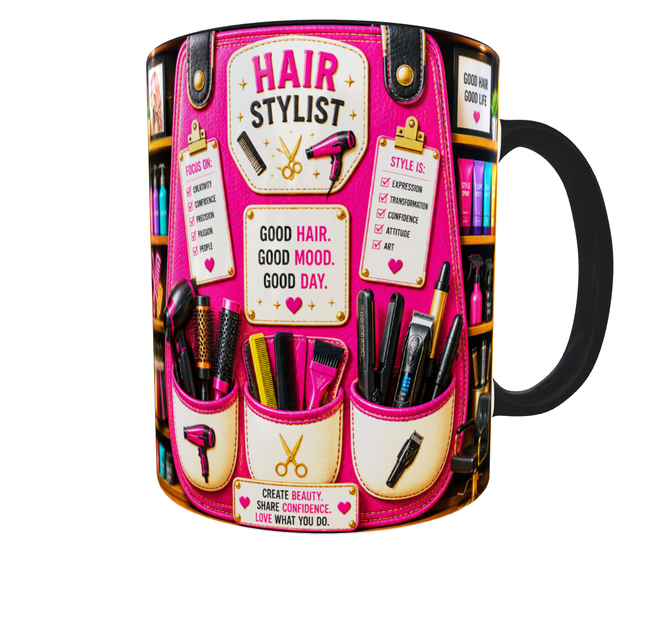 Кружка (чашка) с принтом Hair Stylist Organizer – Professional Organizer Collection | Подарок парикмахеру, стилисту | Керамическая 330 мл(черная ручка) - изображение 6