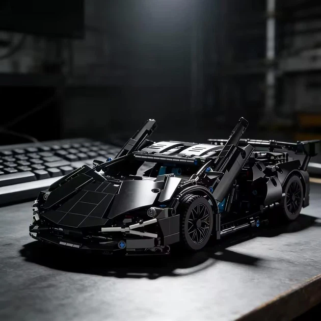 Конструктор машина Техник Lamborghini Черный детский конструктор для мальчиков гоночная спортивная машинка Lamborghini для сборки для взрослых и детей большой игровой развивающий набор подарок на день рождения 1280 деталей - изображение 6