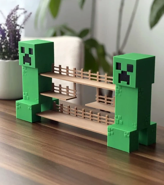 Поличка-органайзер для міні-фігурок у стилі гри Minecraft з двома кріперами. Aivory - изображение 2