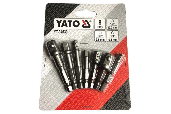 Набор держатели YATO адаптер под шуруповерт для торцевых головок 1/4" 3/8" 1/2" 8 штук YT-04639 - изображение 5