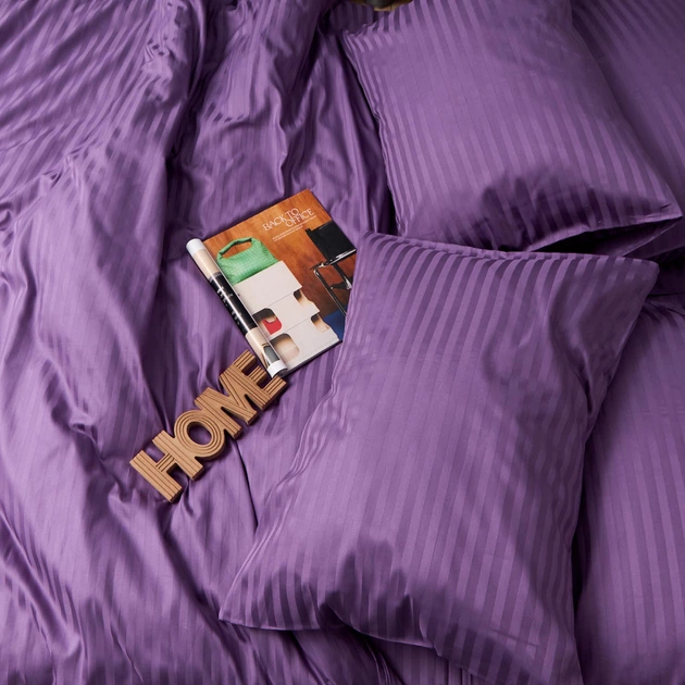 Комплект постільної білизни Moon&Star Satin Stripe Purple Dream євро 200х220 наволочки 4х70х70 (MS-820017024) - зображення 4