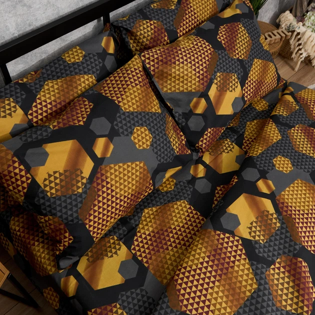 Комплект постельного белья Moon&Star Бязь Gold Люкс Honeycomb Gold Полуторный 143х210 наволочки 2х70х70 (MS-820014087) - изображение 6
