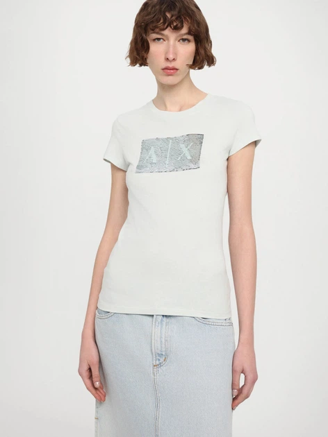 Футболка хлопковая женская Armani Exchange 198844544 2XL Зеленая (1159865394) - Фото 6 Футболка хлопковая женская Armani Exchange 198844544 2XL Зеленая (1159865394) - изображение 6