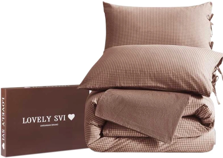 Комплект постельного белья Lovely Svi Полуторный Евро 150х210 см Checkered Brown Вареный хлопок (69000043) - Фото 1 Комплект постельного белья Lovely Svi Полуторный Евро 150х210 см Checkered Brown Вареный хлопок (69000043) - изображение 1