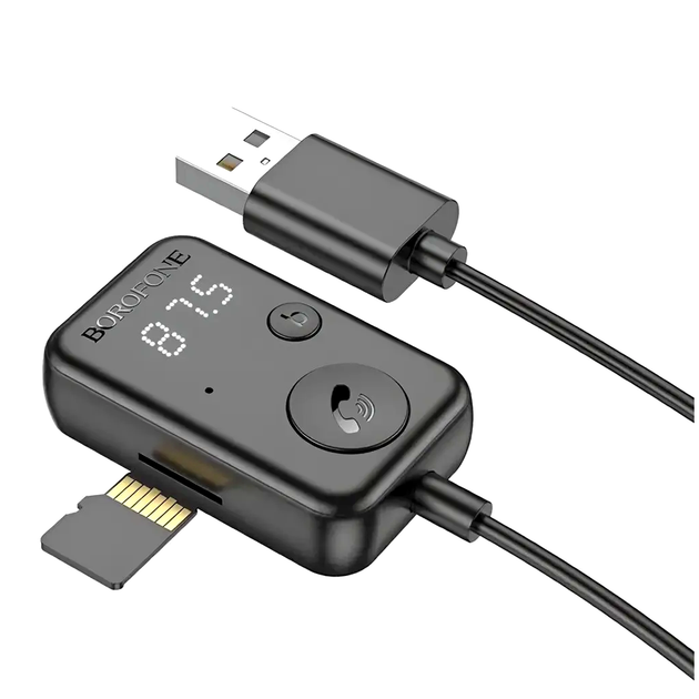 FM модулятор Bluetooth 5.3 AUX для автомобиля до 32 ГБ черный Borofone LS-2686 - Фото 7 FM модулятор Bluetooth 5.3 AUX для автомобиля до 32 ГБ черный Borofone LS-2686 - изображение 7