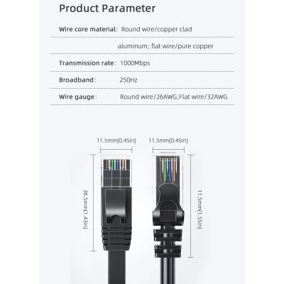 Патч-корд 15м UTP cat 6 RJ45 TopSpeed Ethernet Flat Cable Black Essager (EXCWXB-JSE01) - изображение 10