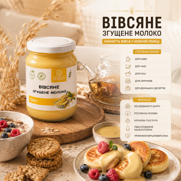 Растительная овсяная сгущенка без сахара 540 г сгущенка на овсяной основе - изображение 2