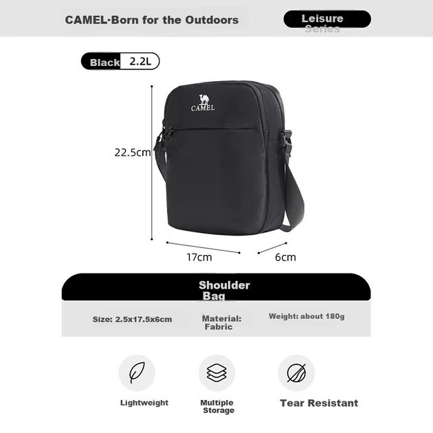 Сумка крос-боді через плече жіноча тканинна маленька Camel 573C165029A Чорна - зображення 2