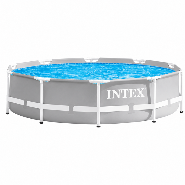 Каркасний басейн Intex Prism Frame 305×76 см круглий сріблясто-сірий на 4485 л, збірний садовий басейн з тришаровою ПВХ-чашею - зображення 6