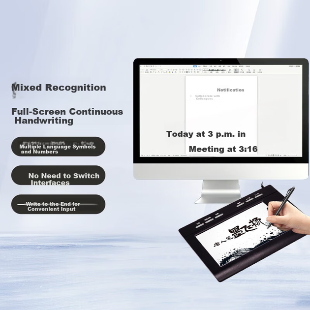 Планшет для письма Hanvon, ручка Tangren, чорнило Ink Flying, блокнот для письма з великим екраном без драйверів, дошка для письма на комп'ютері, блокнот для письма для людей похилого віку, блокнот для письма на комп'ютері - зображення 8