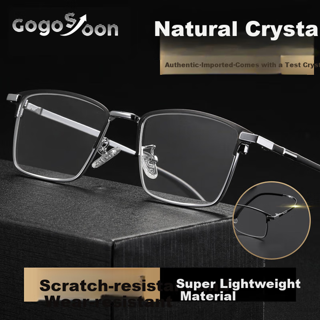 Очки для чтения Donghai Crystal мужские полуободковые высокой четкости каменная оправа - Фото 4 Очки для чтения Donghai Crystal мужские полуободковые высокой четкости каменная оправа - изображение 4