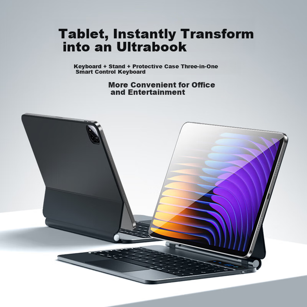 Smorss Xiaomi Pad 8/7 Pro Планшет Розумна Клавіатура Керування [Магнітна Плаваюча · Тонка та Портативна], Захисний Чохол із Сенсорним Керуванням Bluetooth для Планшетів [Сумісний з Xiaomi 7/8], Підсвічування - зображення 6