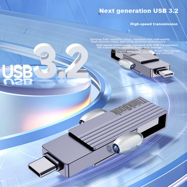 USB-флеш-накопитель ThinkPad Lenovo Thinkbook 512 ГБ с твердотельным накопителем, скоростью передачи данных 1000 МБ/с, двухканальный интерфейс USB 3.2 Type-C, универсальный флеш-накопитель для телефонов и компьютеров BU200 - Фото 5 USB-флеш-накопитель ThinkPad Lenovo Thinkbook 512 ГБ с твердотельным накопителем, скоростью передачи данных 1000 МБ/с, двухканальный интерфейс USB 3.2 Type-C, универсальный флеш-накопитель для телефонов и компьютеров BU200 - зображення 5