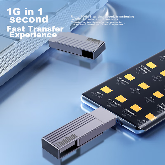 USB-флеш-накопитель ThinkPad Lenovo Thinkbook 512 ГБ с твердотельным накопителем, скоростью передачи данных 1000 МБ/с, двухканальный интерфейс USB 3.2 Type-C, универсальный флеш-накопитель для телефонов и компьютеров BU200 - Фото 8 USB-флеш-накопитель ThinkPad Lenovo Thinkbook 512 ГБ с твердотельным накопителем, скоростью передачи данных 1000 МБ/с, двухканальный интерфейс USB 3.2 Type-C, универсальный флеш-накопитель для телефонов и компьютеров BU200 - зображення 8