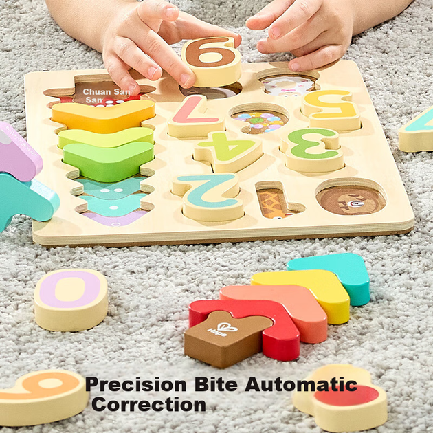 Пазл Hape E1657 деревянный с цифрами и формами детский - изображение 7