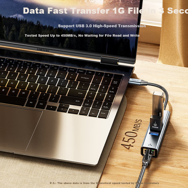 Сетевой адаптер Biaze ZH295 USB Type-C / Gigabit Ethernet / Grey - изображение 4
