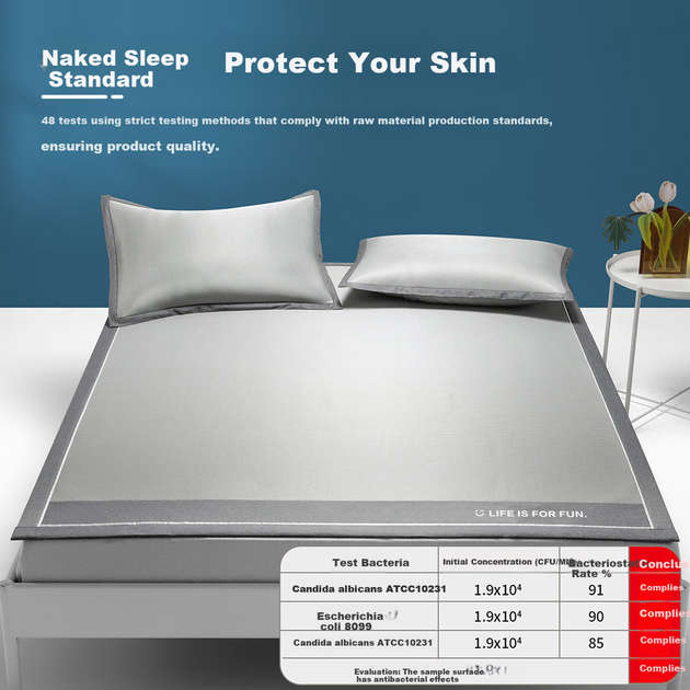 Антибактеріальний килимок MINISO Ice Silk, охолоджувальний килимок, прохолодний килимок для кондиціонера, комплект постільної білизни з двох предметів, 90*200 см, ліжко для гуртожитку 0,9 метра - изображение 4