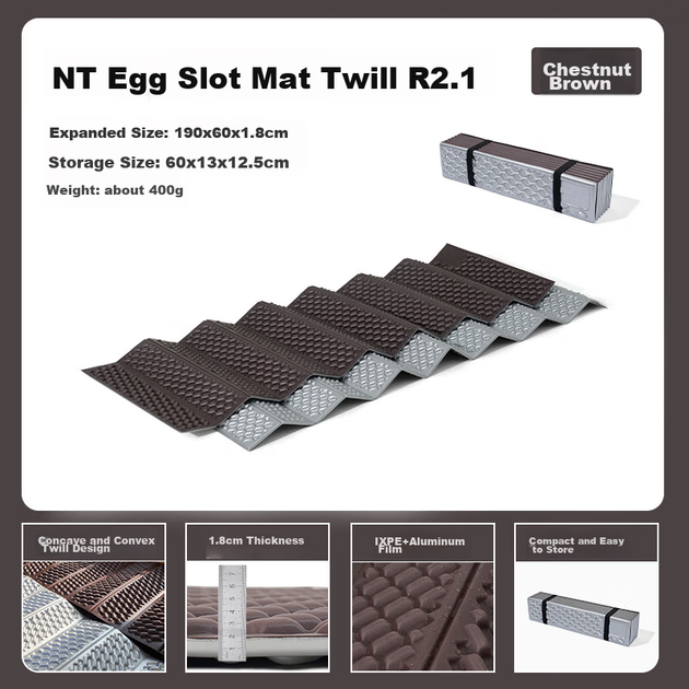 Килимок MOBIGARDEN Egg Nest для кемпінгу портативний вологонепроникний односпальний, NX24663007, каштановий - зображення 4