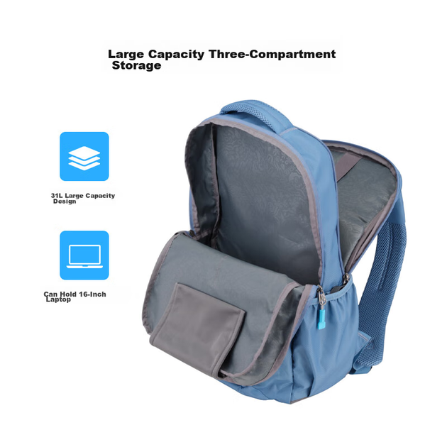 Легкий рюкзак American Tourister большой вместимости для путешествий, модель Hu Xianxu's Style Commuter Bag QI5, песочный цвет. - изображение 6