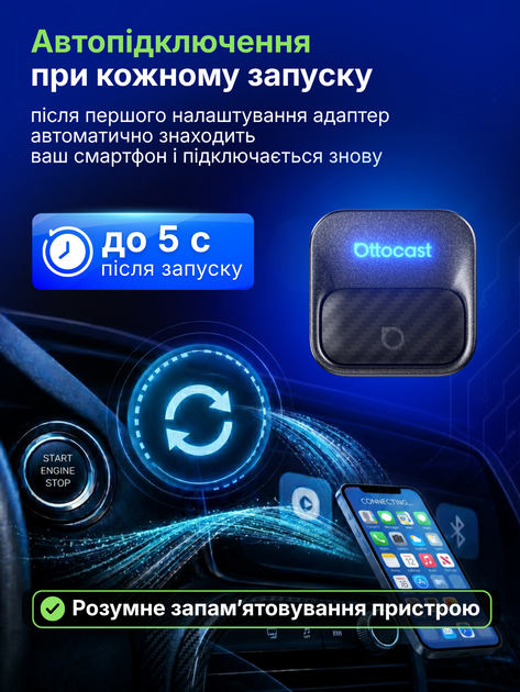 Адаптер carplay android для авто карплей андроид беспроводной CarPlay Android Auto Ottocast Mini Core 3 in 1 Bluetooth Wi-Fi plug play мини переходник wireless для штатной магнитолы подключение iPhone без кабеля компактный смарт + салфетка в комплекте - Фото 3 Адаптер carplay android для авто карплей андроид беспроводной CarPlay Android Auto Ottocast Mini Core 3 in 1 Bluetooth Wi-Fi plug play мини переходник wireless для штатной магнитолы подключение iPhone без кабеля компактный смарт + салфетка в комплекте - изображение 3