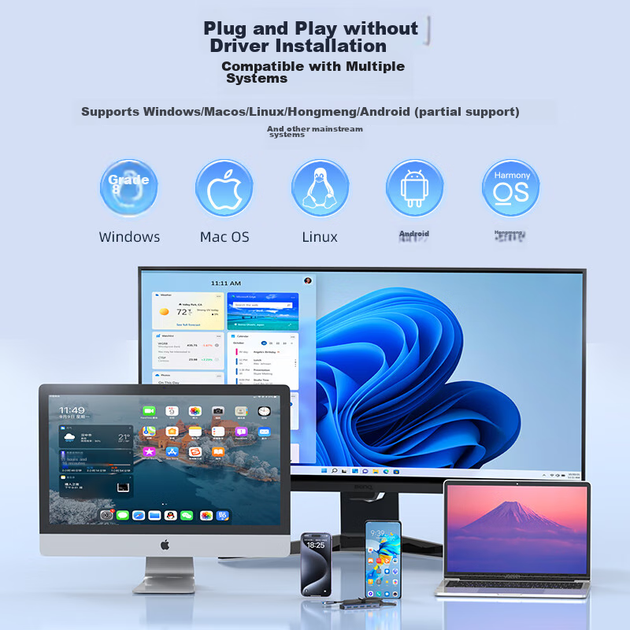 USB-концентратор UNITEK USB 3.2, 10 Гбіт/с, з блоком живлення Type-C, кабель 1 м - зображення 10